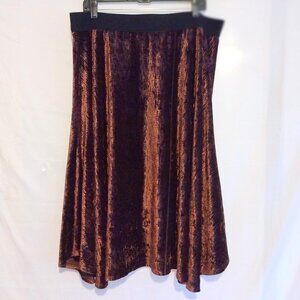 Calvin Klein Soft Velvet Midi Skirt XL Brown Jewel Tone Quiet Luxury Boho Luxe